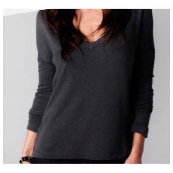 James Perse Drop Shoulder Cotton Blend Long Sleeve V-neck Knit Top - Picture 9 of 9